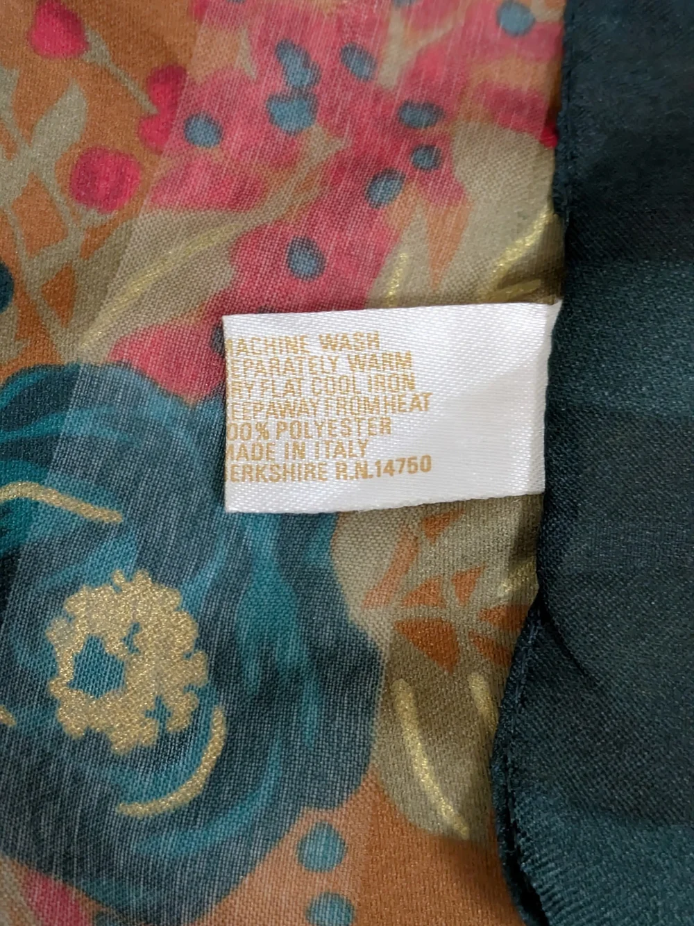 Berkshire Floral Bow Border Silk Scarf in Teal, Rust, Red